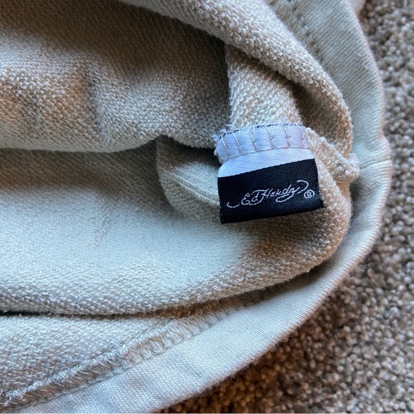 ED HARDY TATTOO INK TAN TIGER BEDAZZLED V-NECK LONG SLEEVE SHIRT SIZE LARGE - Picture 6 of 11